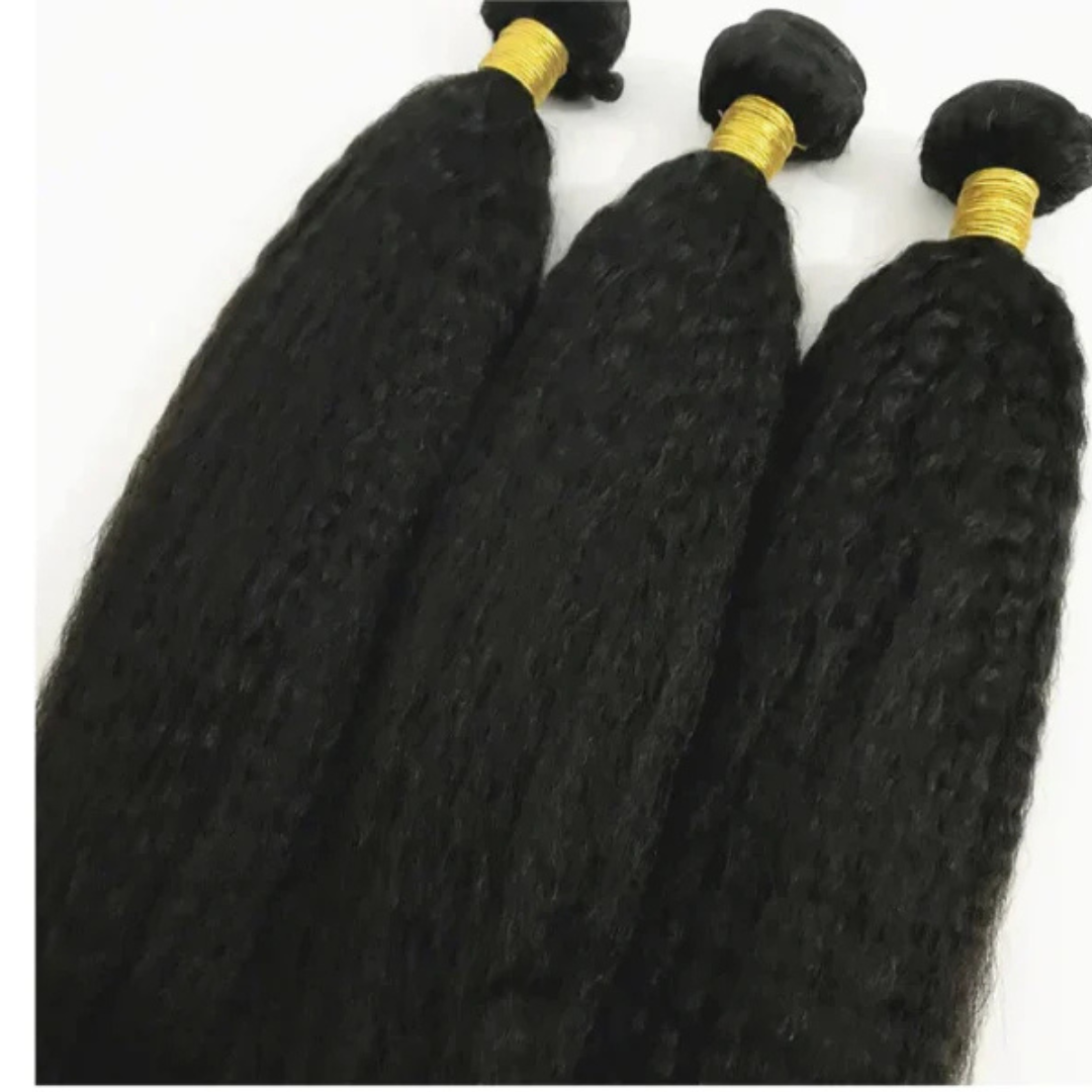 10A Kinky Straight 100% Human Hair Weave Bundles Natural Black