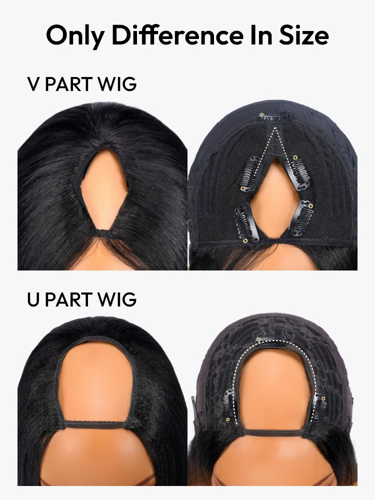 9A Virgin Hair V Part Deep Wave Wig U Part Curly Wigs With Drawstring Human Hair