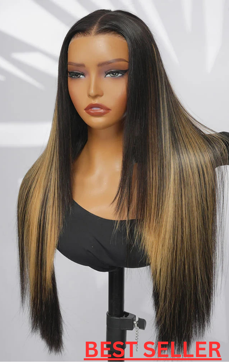 Highlight Long Straight Layer Cut 6x8 Lace Closure Ready To Go Glueless Wigs
