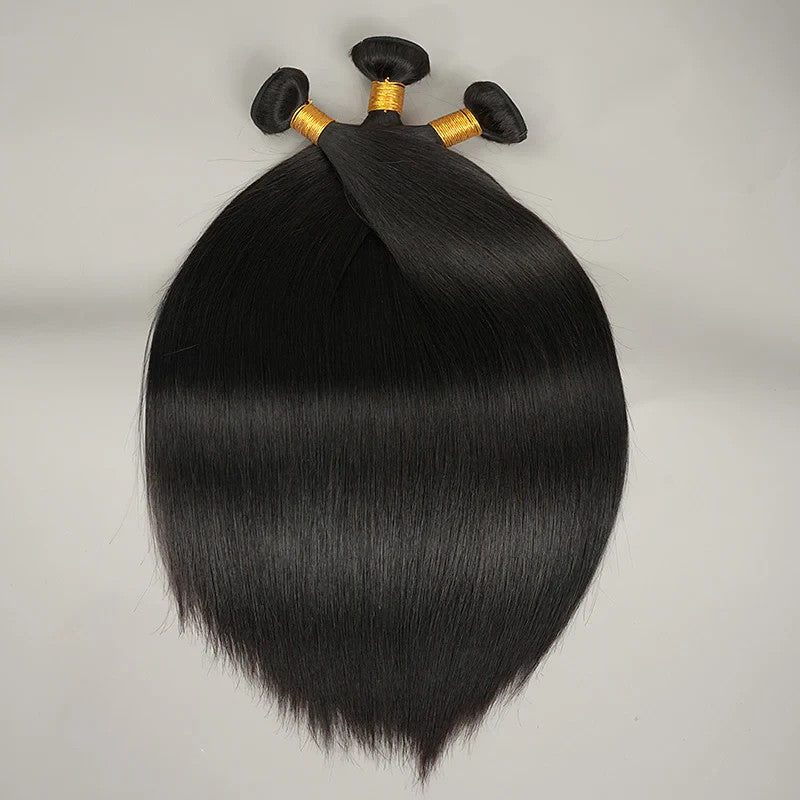 9A Straight 100% Unprocessed Virgin Human Hair Weave Bundles Natural Black