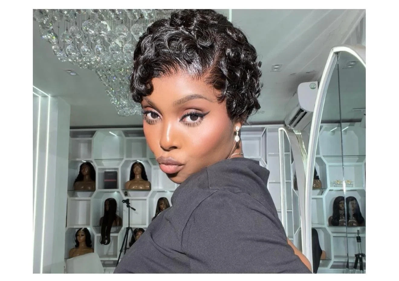 9A Virgin Hair Pixie Cut Wig 13x4 Lace Front New Hair Style Wig Natural Black