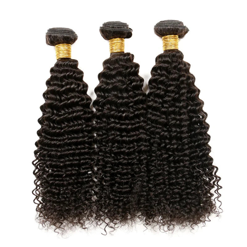 Kinky Curly Hair Bundle Weft Steaming processed 9A Virgin Human Hair Black