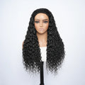 9A Virgin Hair Deep Wave Half Wig With Drawstring Flip Over Wig Natural Black