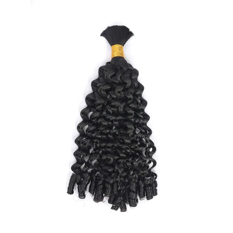 Old Burmese ( Pineapple Curl) Hair Weftless Bulk 9A Virgin Human Hair Black