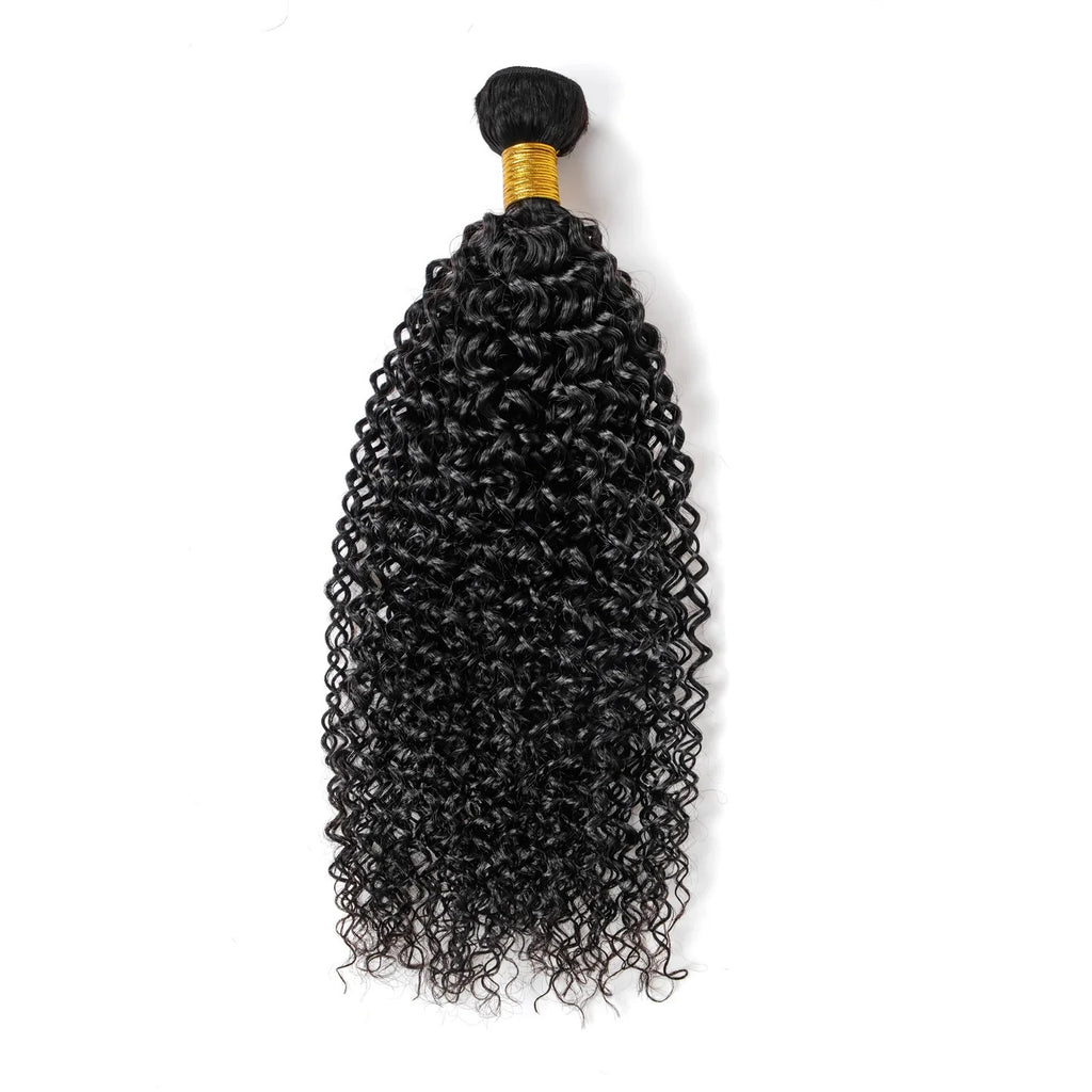 Curly Hair Bundle Weft Steaming Processed 9A Virgin Human Hair Natural Black