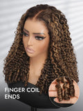 P4/27 Highlight Burmese Curly 13x6 Lace Front Wigs With Finger Coiling Ends