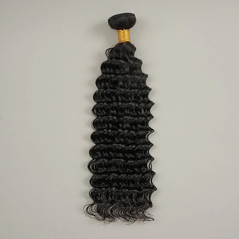 10A Deep Wave Bundles 100% Virgin Human Hair Natural Black Weave Thick & Soft