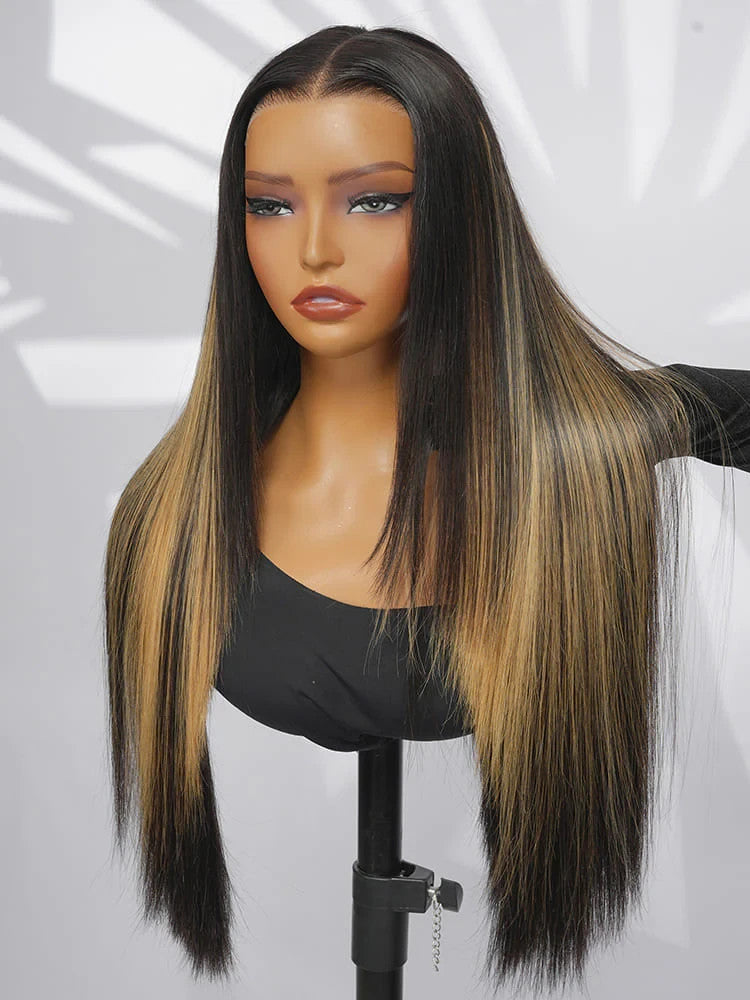Highlight Long Straight Layer Cut 6x8 Lace Closure Ready To Go Glueless Wigs