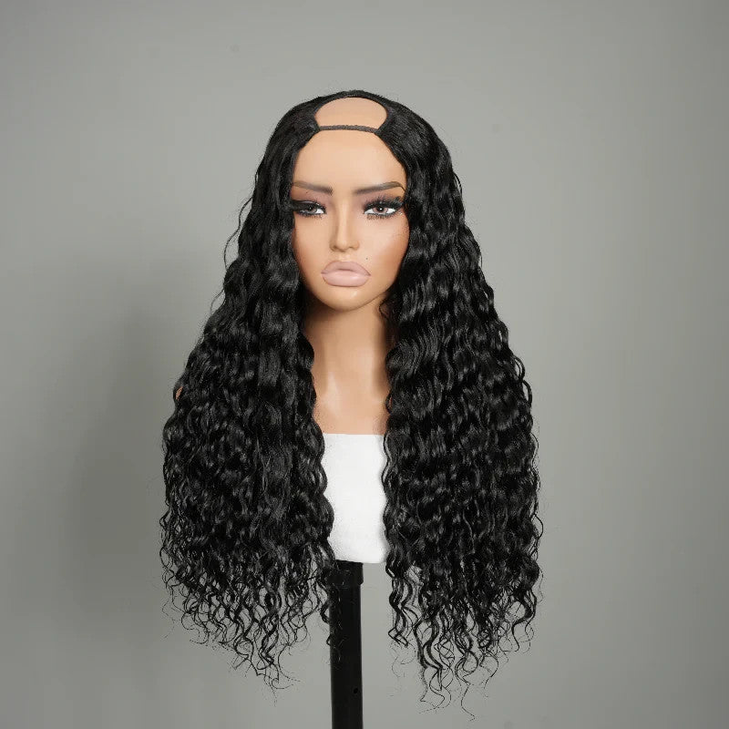9A Virgin Hair U Part Wig Glueless V Part Wig Loose Deep Wave Wigs