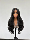 Double Drawn Wigs HD 5x5 Glueless Wigs Layered Wave Natural Black Human Hair