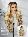 M Hairline Blonde Ombre Highlight Body Wave 13x6 Lace Front Wig Human Hair