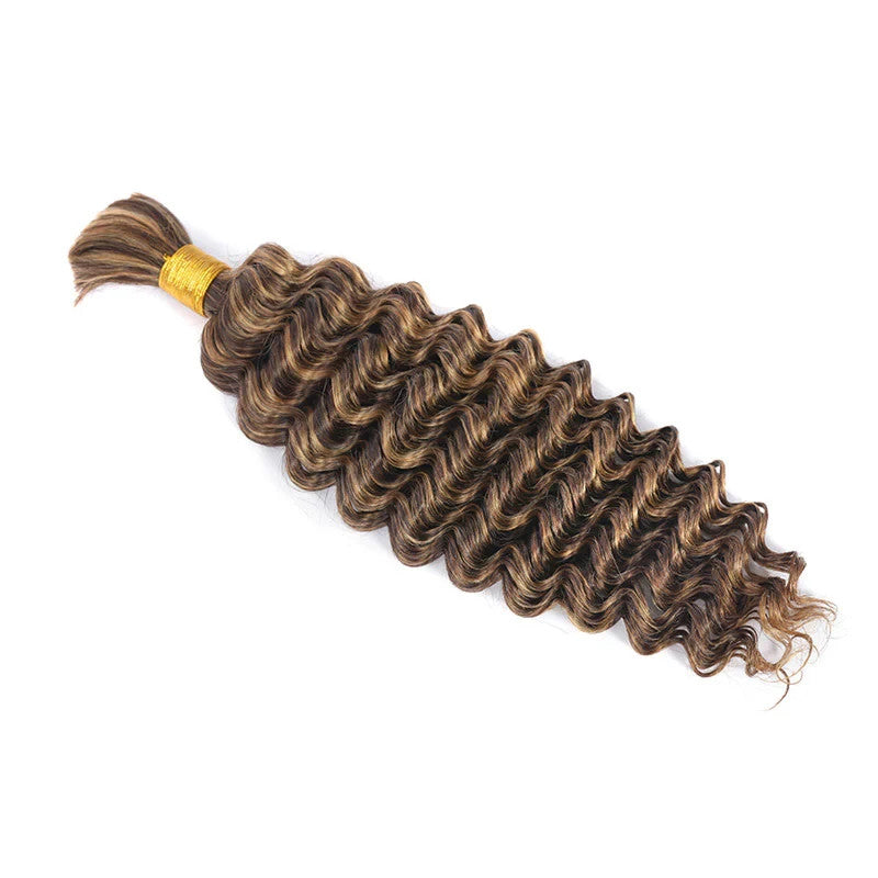 Deep Wave P4/27  Weftless Bulk Hair 9A Virgin Human Hair For Boho Braided