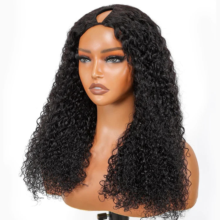 9A Virgin Hair V Part Curly Wig U Part Curly Wigs With Drawstring Human Hair