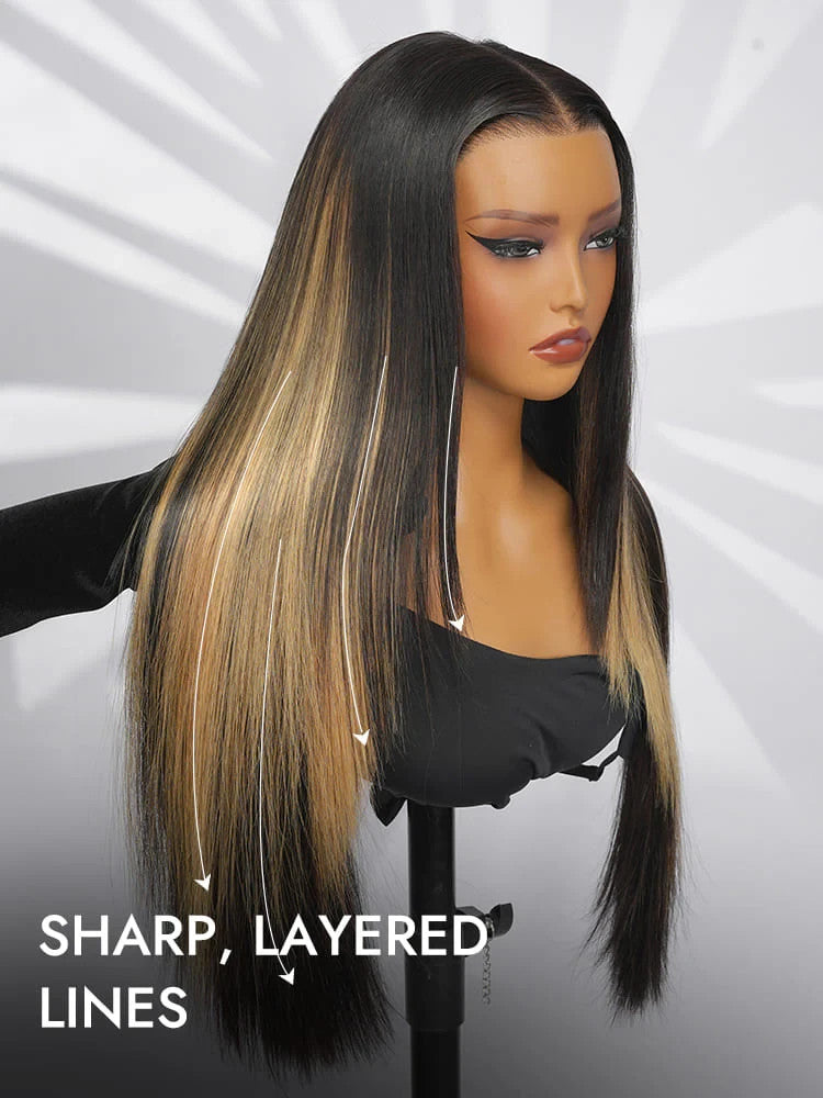 Highlight Long Straight Layer Cut 6x8 Lace Closure Ready To Go Glueless Wigs
