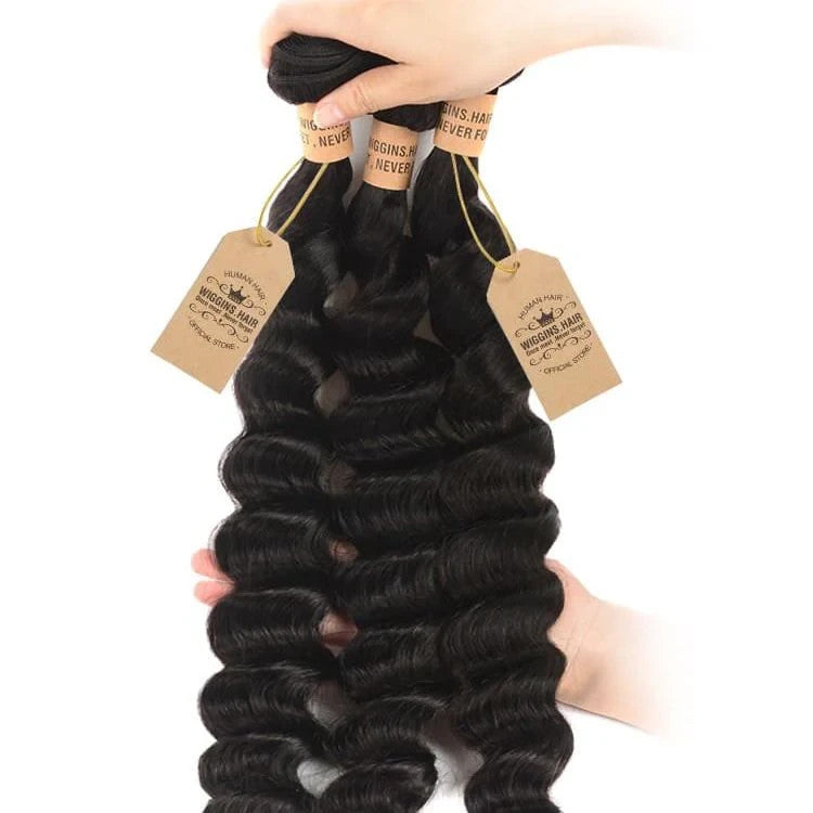 9A Loose Deep Wave Bundle Hair 100% Human Virgin Hair Weave Natural Black