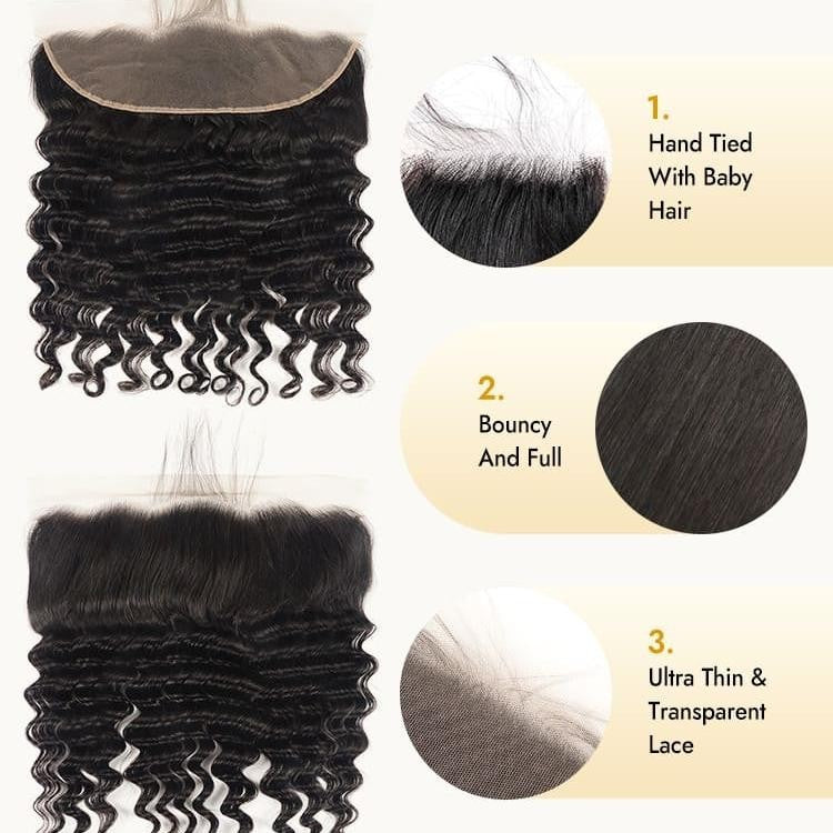 Human Hair 13x4/13x6 HD Lace Loose Deep Wave Lace Frontal Human Virgin Hair