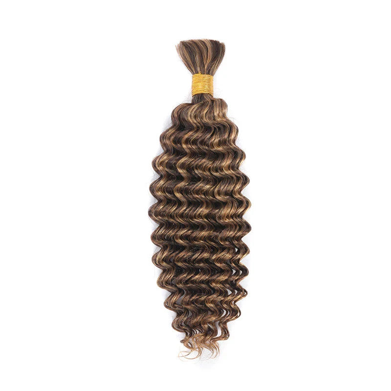 Deep Wave P4/27  Weftless Bulk Hair 9A Virgin Human Hair For Boho Braided
