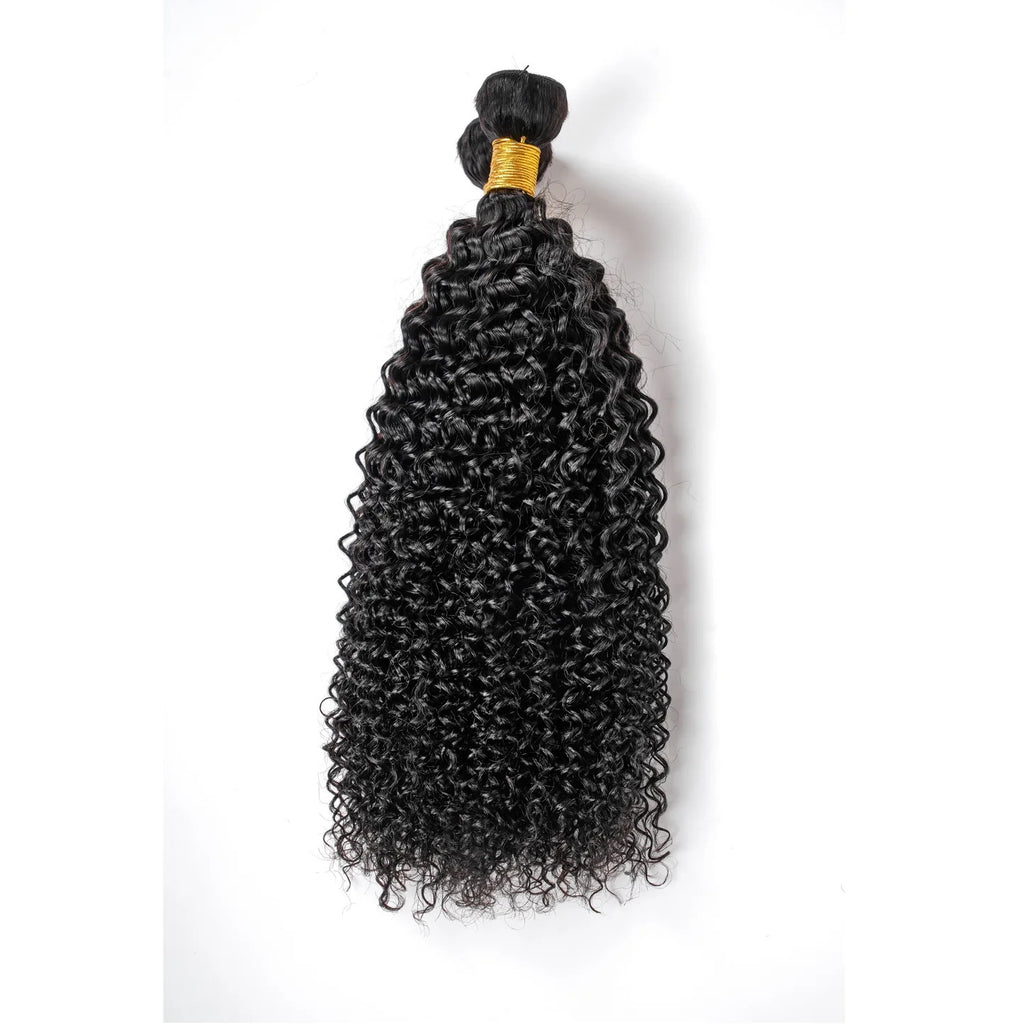 Curly Hair Bundle Weft Steaming Processed 9A Virgin Human Hair Natural Black
