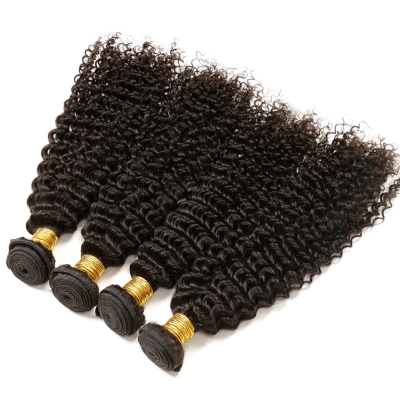 Kinky Curly Hair Bundle Weft Steaming processed 9A Virgin Human Hair Black