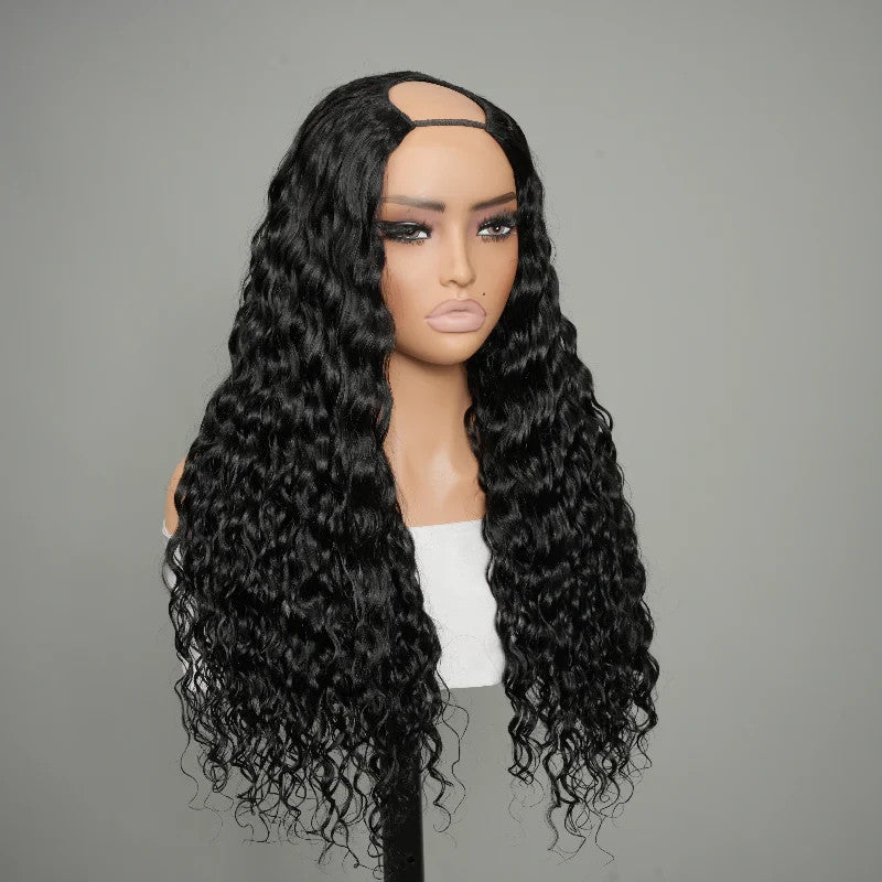 9A Virgin Hair U Part Wig Glueless V Part Wig Loose Deep Wave Wigs