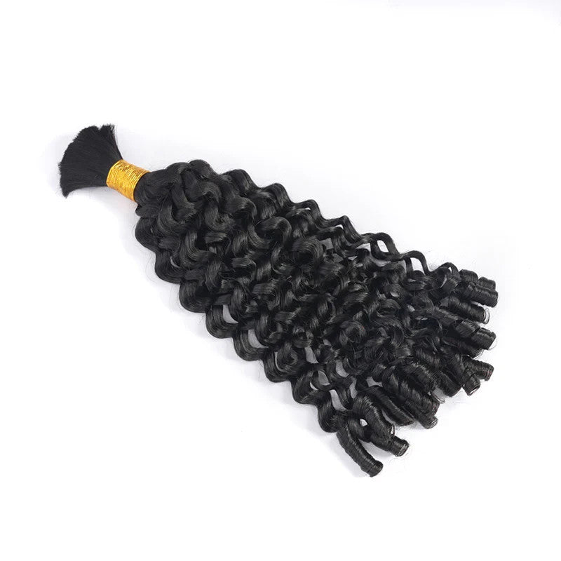 Old Burmese ( Pineapple Curl) Hair Weftless Bulk 9A Virgin Human Hair Black