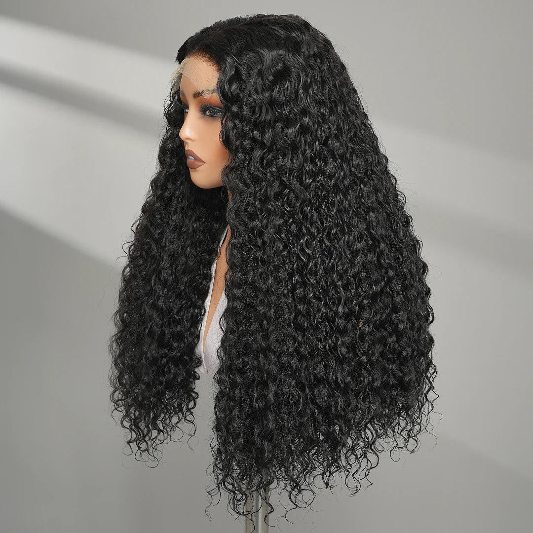 9A Deep Wave Wigs 5x5 Lace Closure 100% Human Hair Wigs Natural Black