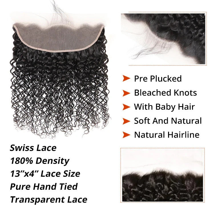Human Hair 13*4 Curly Lace Frontal Curly Human Virgin Hair