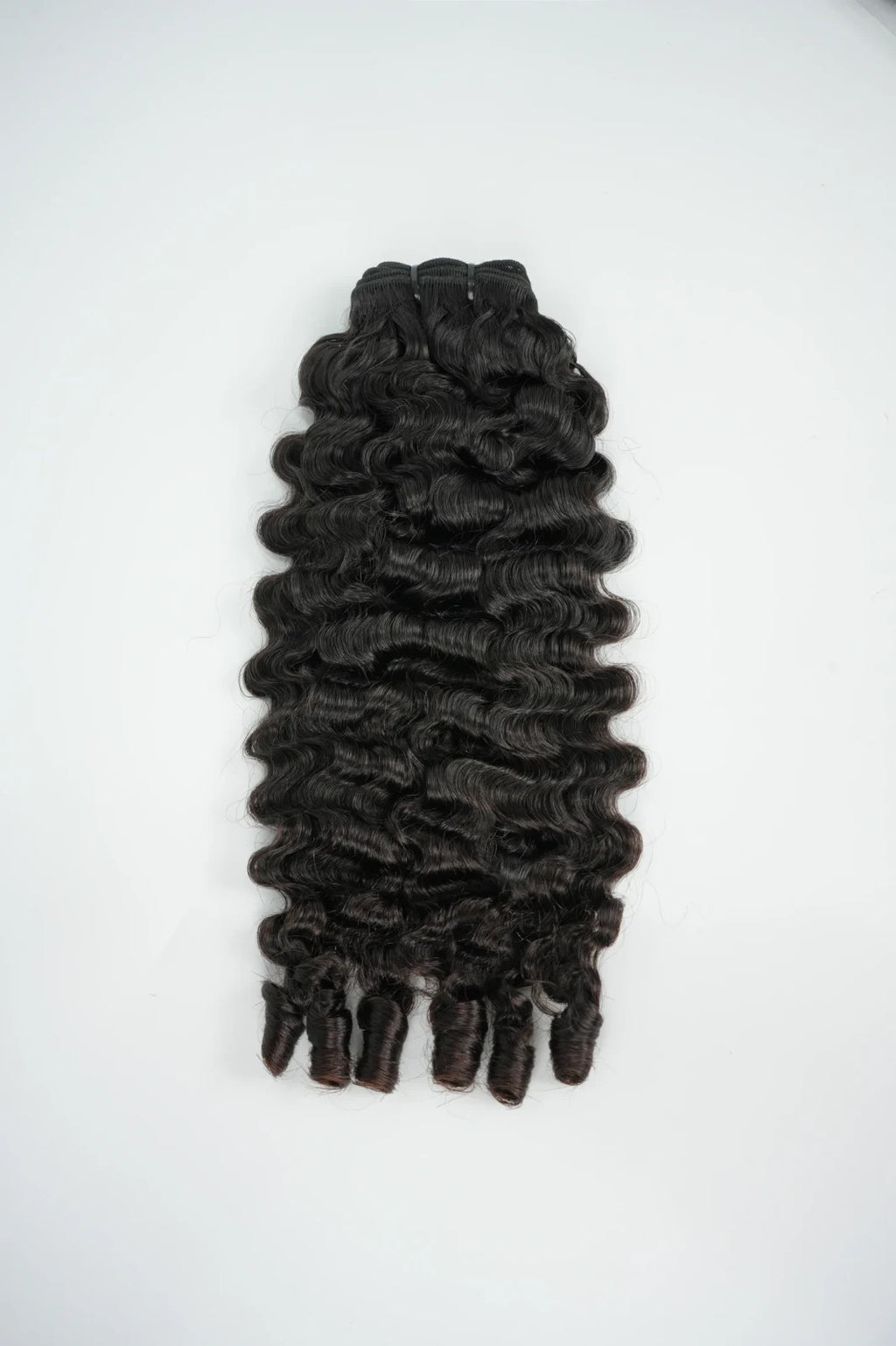 Raw Hair Burmese Curl Hair Bundle Weft 100% Unprocessed Raw Human Hair Black