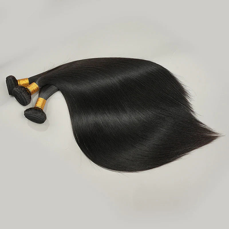 9A Straight 100% Unprocessed Virgin Human Hair Weave Bundles Natural Black