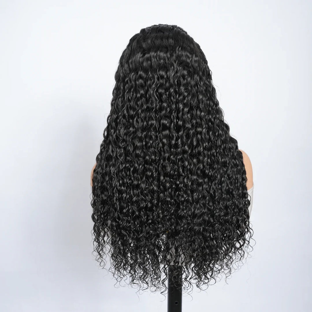 9A Virgin Hair Deep Wave Half Wig With Drawstring Flip Over Wig Natural Black