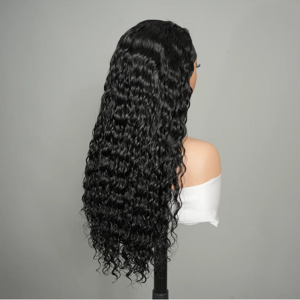 9A Virgin Hair Loose Deep Half Wig With Drawstring Flip Over Wig 100% Human Hair