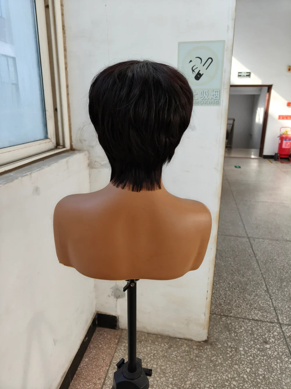 9A Virgin Hair Pixie Machine Wig No Lace New Hair Style Wig Natural Black