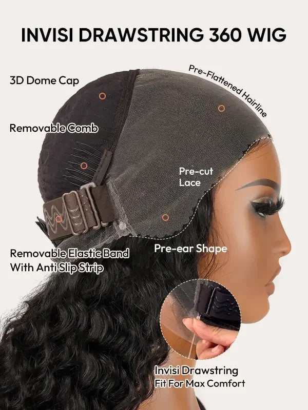 9A Deep Wave Wigs 360 Wig 100% Human Hair Wigs Black Pre Plucked Top Quality