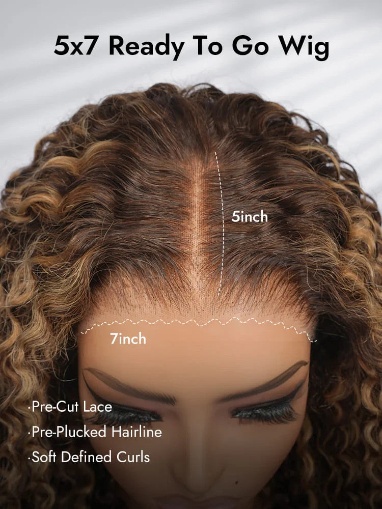 P4/27 Highlight Burmese Curly 13x6 Lace Front Wigs With Finger Coiling Ends