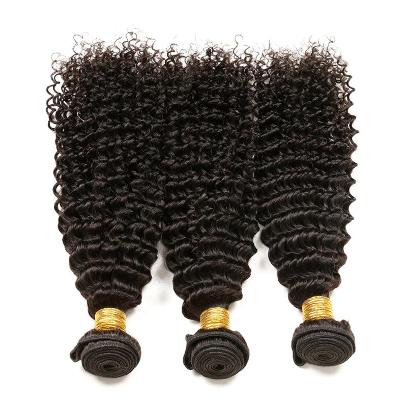 Kinky Curly Hair Bundle Weft Steaming processed 9A Virgin Human Hair Black