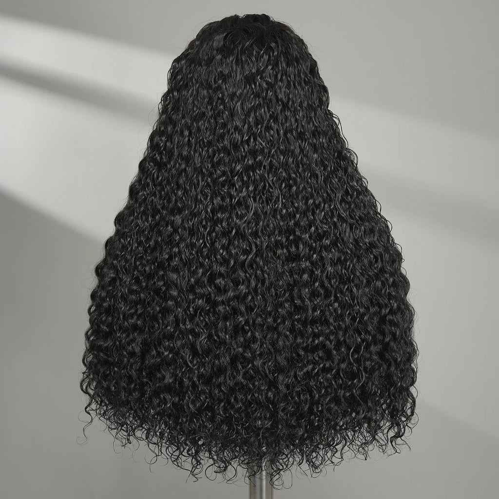 9A Deep Wave Wigs 5x5 Lace Closure 100% Human Hair Wigs Natural Black