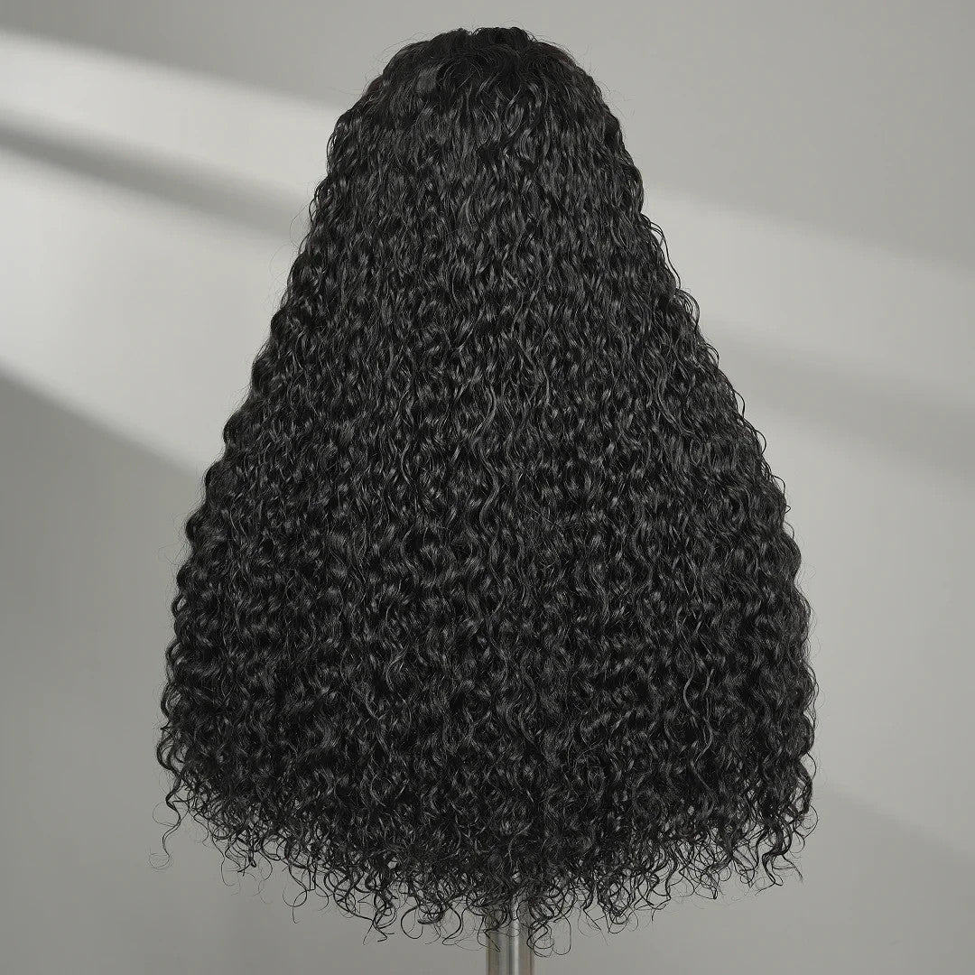 9A Deep Wave Wigs 5x5 Lace Closure 100% Human Hair Wigs Natural Black