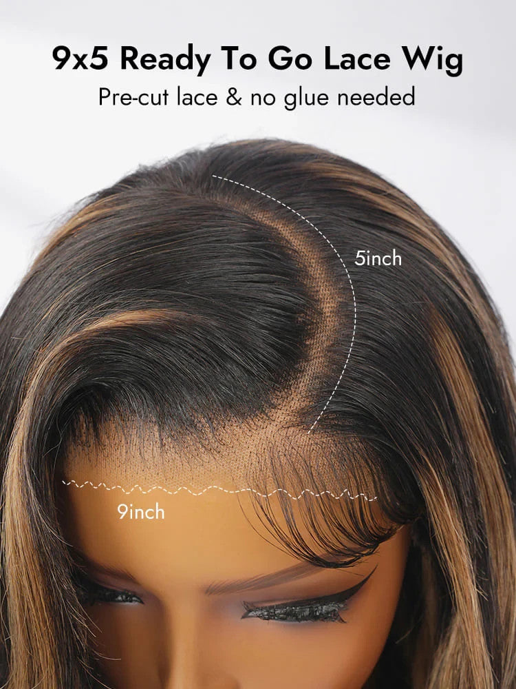 Pre-Styled C Part Highlight Ash Blonde Layered Cut Body Wave 13x4 Lace Front Wig