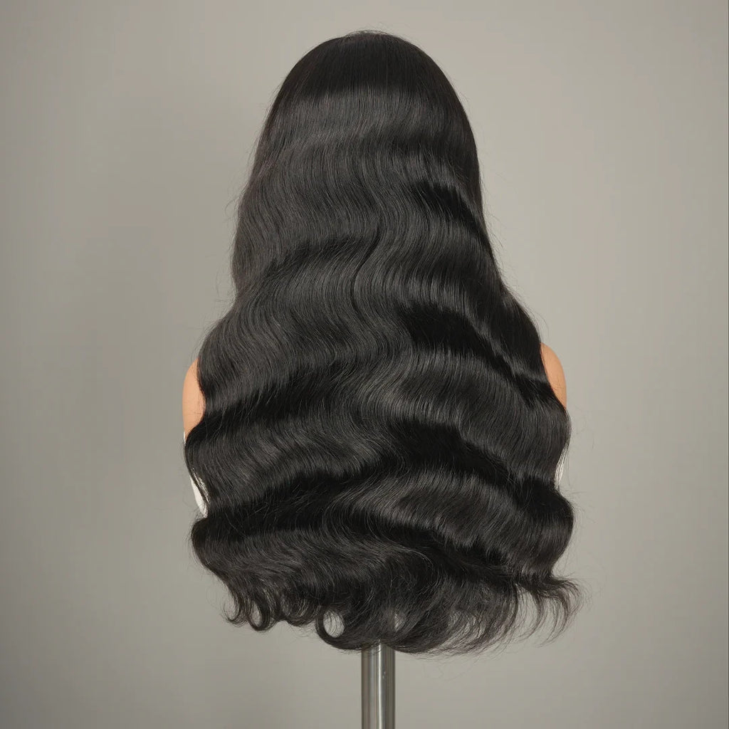 9A Virgin Hair Body Wave Elastic Velcro Headband Wig Human Hair Natural Black