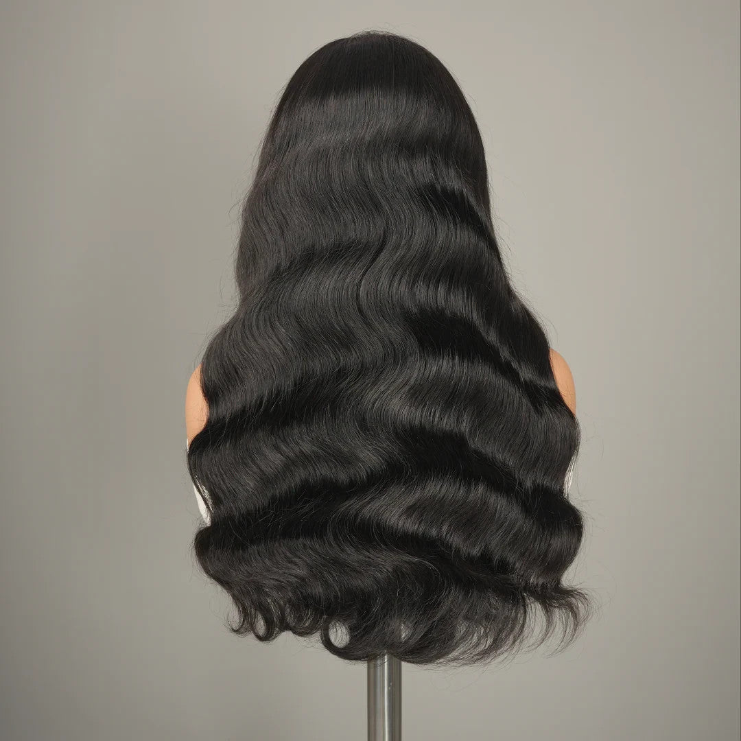 9A Virgin Hair Body Wave Elastic Velcro Headband Wig Human Hair Natural Black