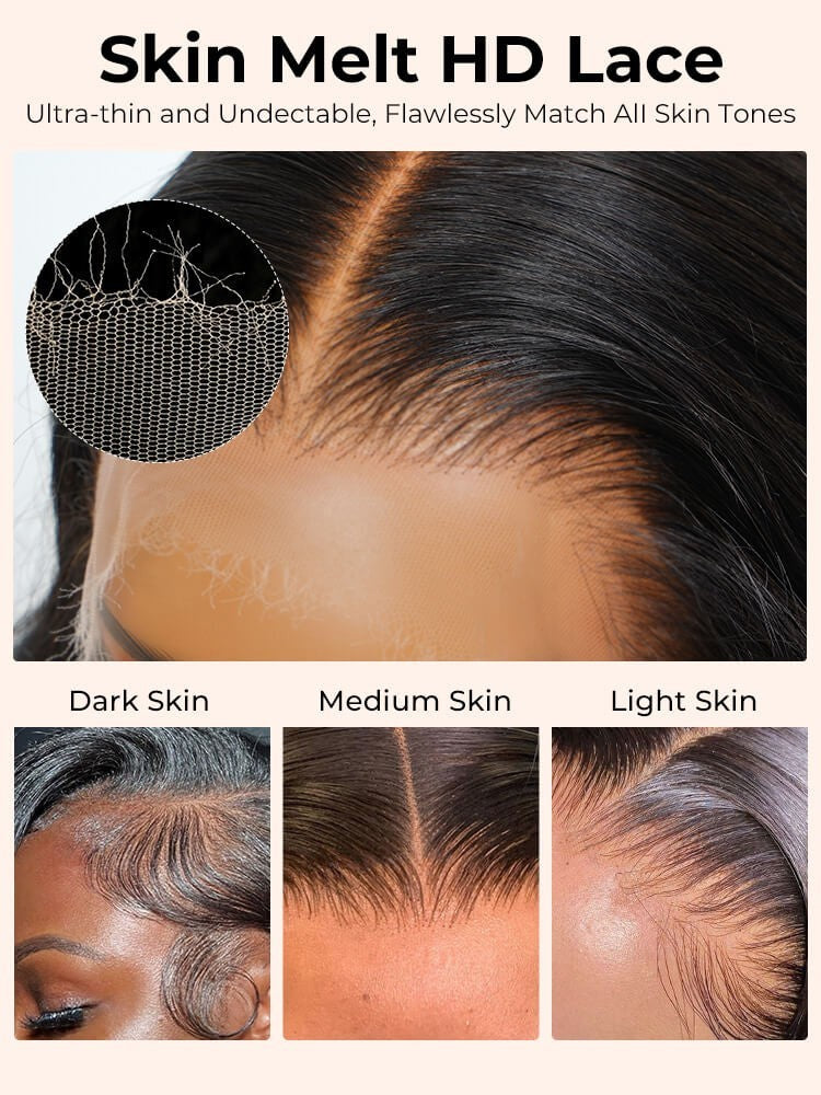 M Shaped Hairline Long Straight 13x6 HD Lace Wig With Highlights Human Hair