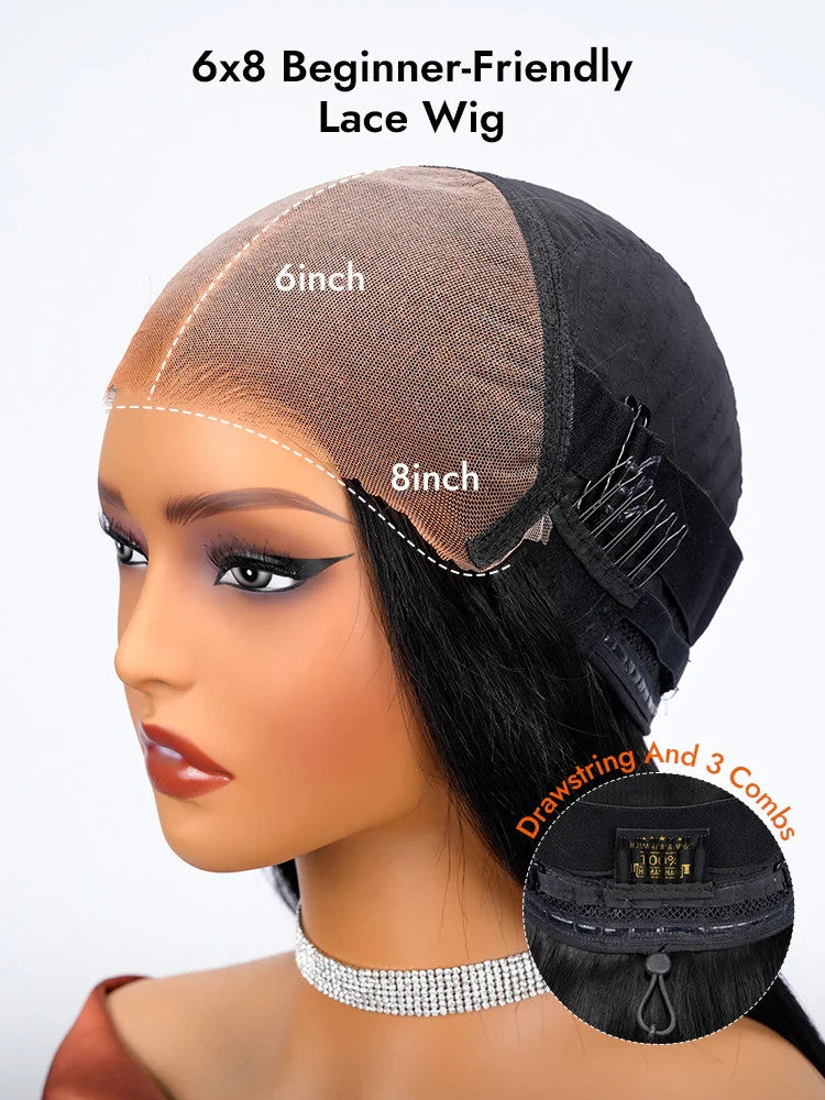 Highlight Long Straight Layer Cut 6x8 Lace Closure Ready To Go Glueless Wigs