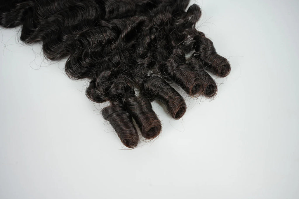 Raw Hair Burmese Curl Hair Bundle Weft 100% Unprocessed Raw Human Hair Black