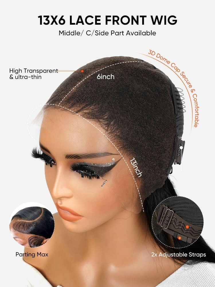 9A Loose Deep Wigs Human Hair Wigs 13×4 / 13×6 Frontal HD Lace Natural Black