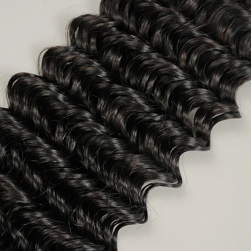 9A Deep Wave Bundle 100% Human Virgin Hair Weave Natural Black Thick & Soft
