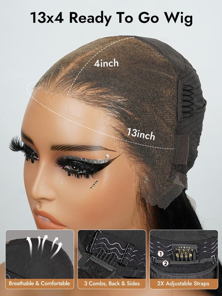 Pre-Styled C Part Highlight Ash Blonde Layered Cut Body Wave 13x4 Lace Front Wig